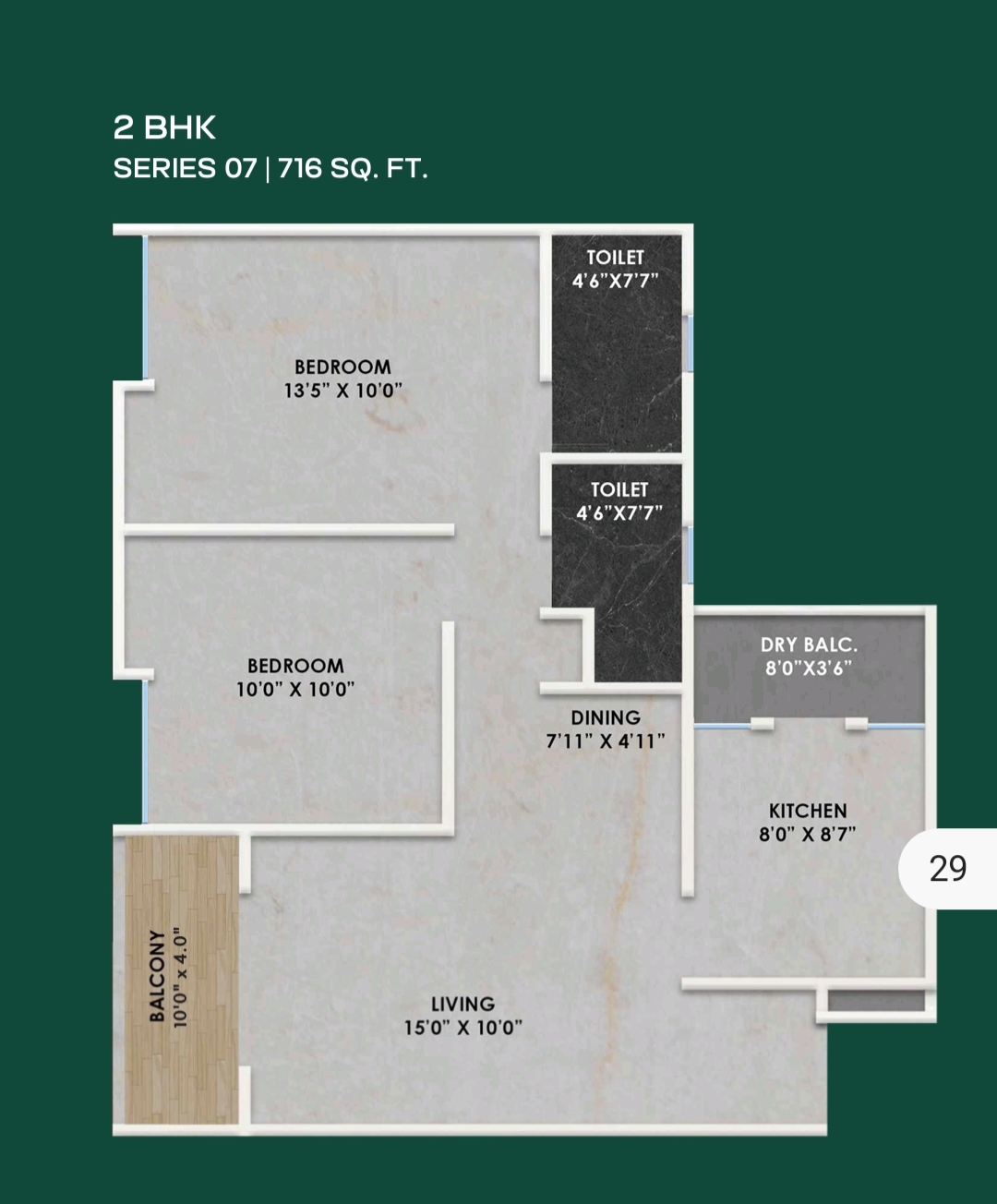 2 BHK Floor Plan